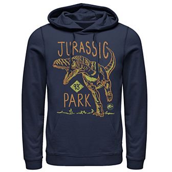 Men's Jurassic Park 93 Raptor Color Pencil Doodle Graphic Pullover Hoodie
