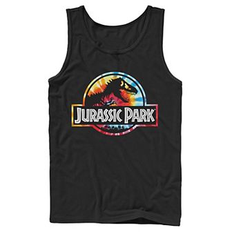 Men's Jurassic Park Tie Dye Circle Logo Graphic Tank Top