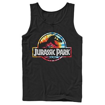 Men's Jurassic Park Tie Dye Circle Logo Graphic Tank Top