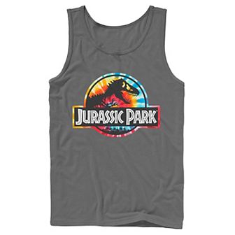 Men's Jurassic Park Tie Dye Circle Logo Graphic Tank Top