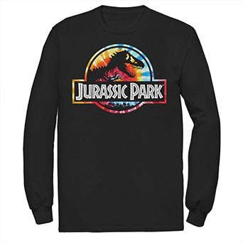 Men's Jurassic Park Tie Dye Circle Logo Long Sleeve Graphic Tee
