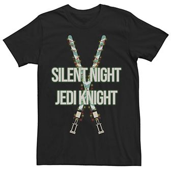 Men's Star Wars Christmas Silent Night Jedi Knight Lightsabers Graphic Tee