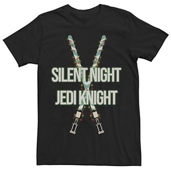 Men's Star Wars Christmas Silent Night Jedi Knight Lightsabers Graphic Tee