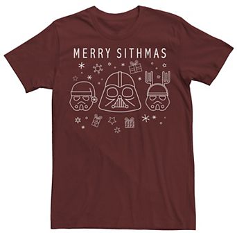 Men's Star Wars Christmas Merry Sithmas Line Art Graphic Tee