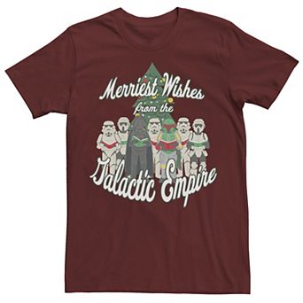 Men's Star Wars Christmas Merriest Wishes From The Galactic Empire Graphic Tee
