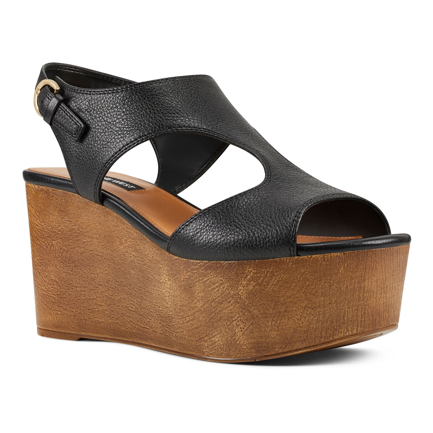 nine west black platform sandals