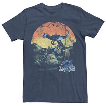 Men's Jurassic World Retro Raptor Sunset in Jungle Tee