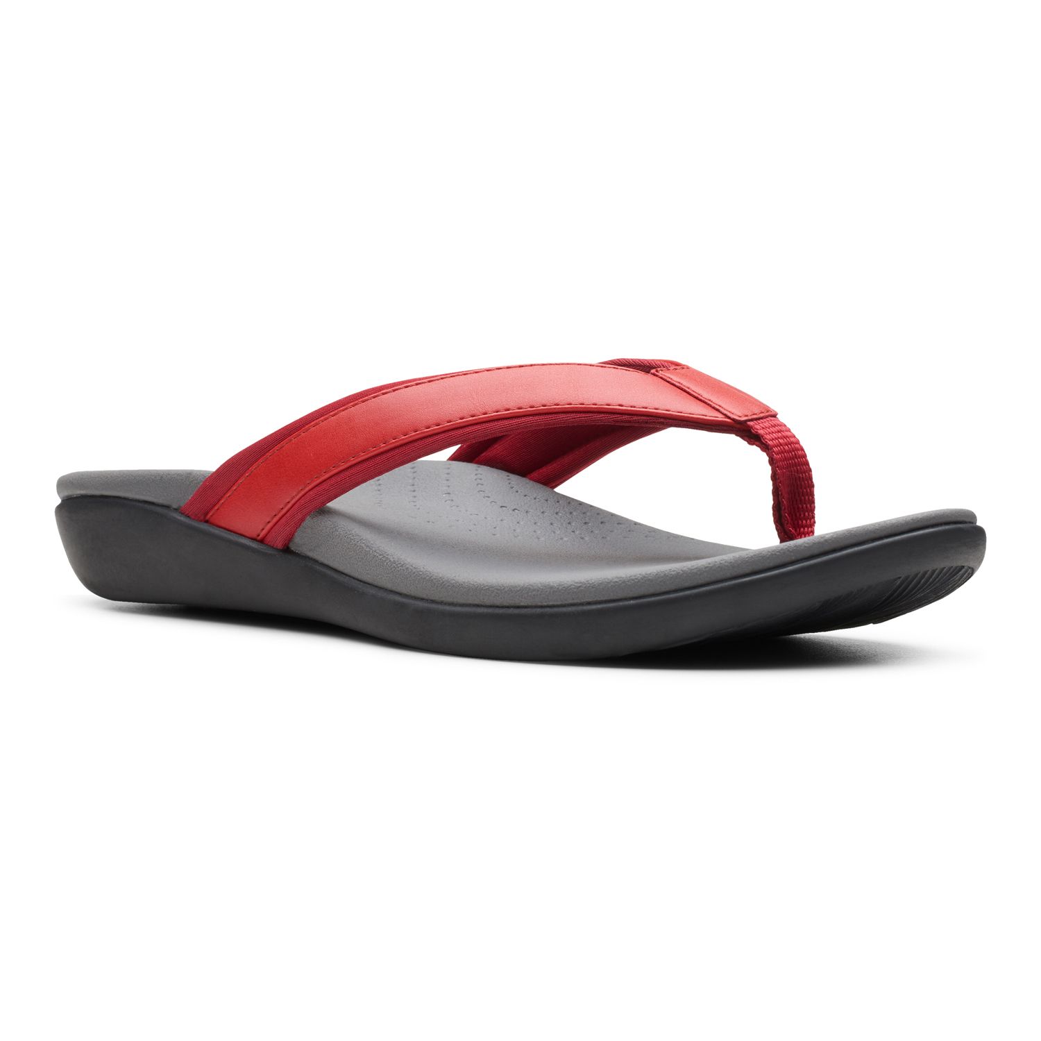 clarks flip flops womens red