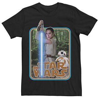 Men's Star Wars Rey & BB-8 Episode 7 Poster Sticker Graphic Tee