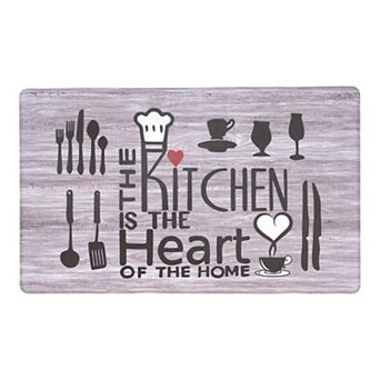 World Rug Gallery Waterproof Kitchen is the Heart Of the Home Slogan Mat