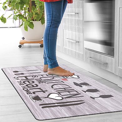 World Rug Gallery Waterproof Kitchen is the Heart Of the Home Slogan Mat
