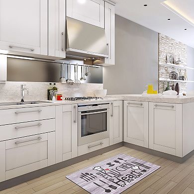 World Rug Gallery Waterproof Kitchen is the Heart Of the Home Slogan Mat