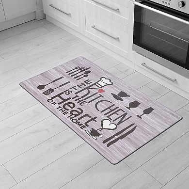 World Rug Gallery Waterproof Kitchen is the Heart Of the Home Slogan Mat