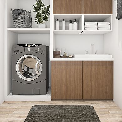 World Rug Gallery Waterproof Beige Modern Kitchen Mat