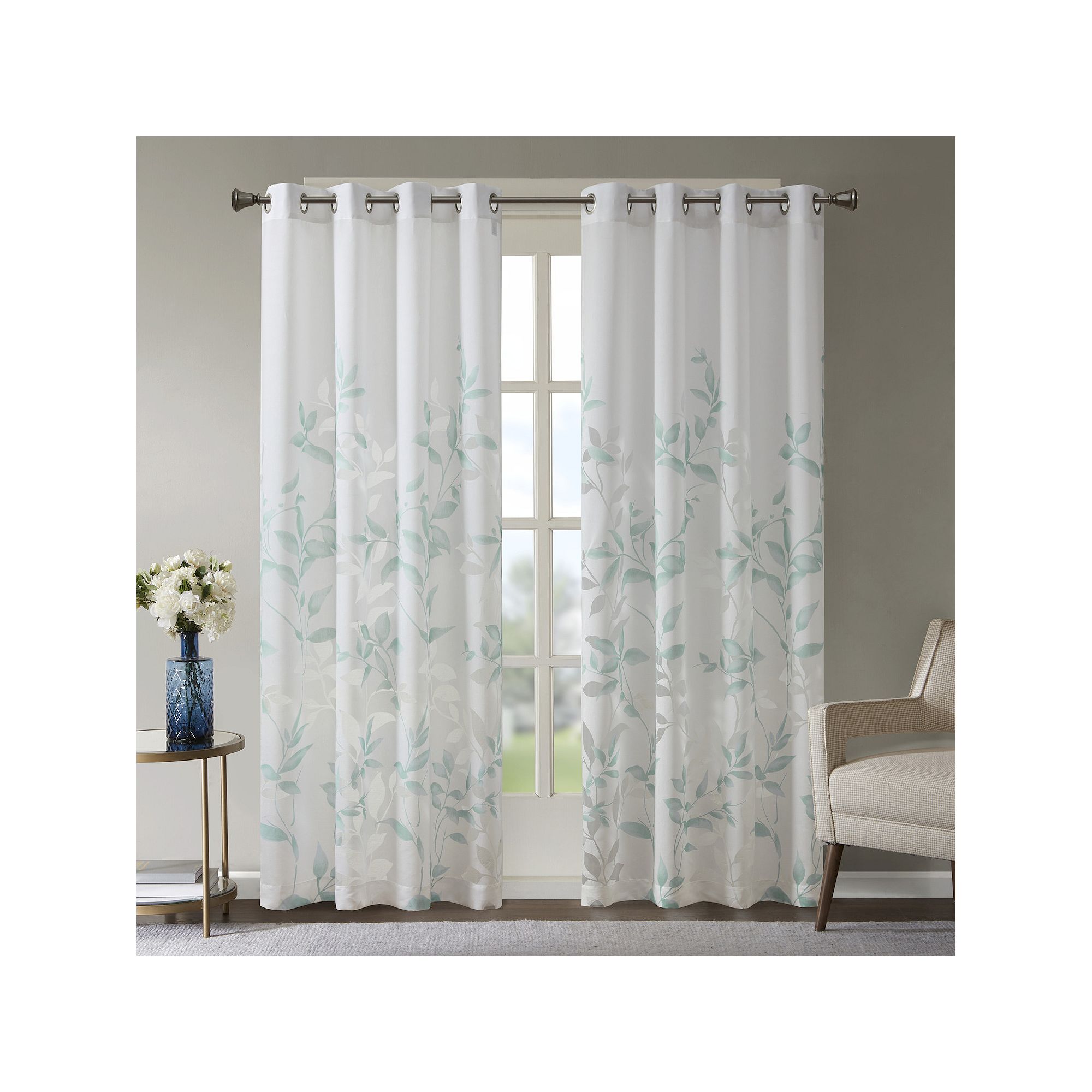 Madison Park Vera 1-Panel Burnout Lightweight Semi-Sheer Grommet Window Cur