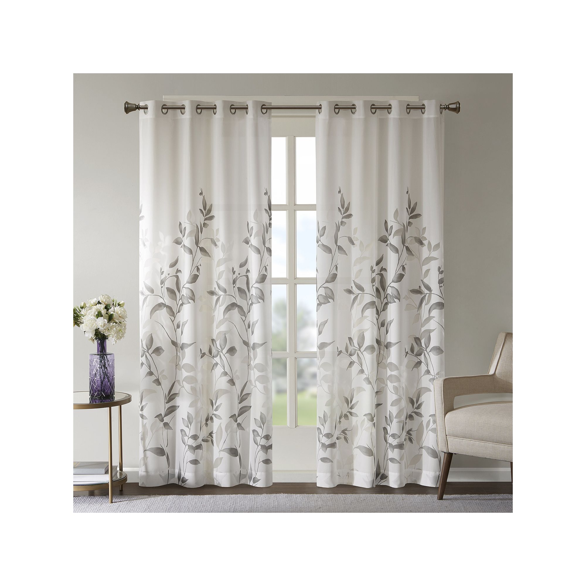Madison Park Vera 1-Panel Burnout Lightweight Semi-Sheer Grommet Window Cur