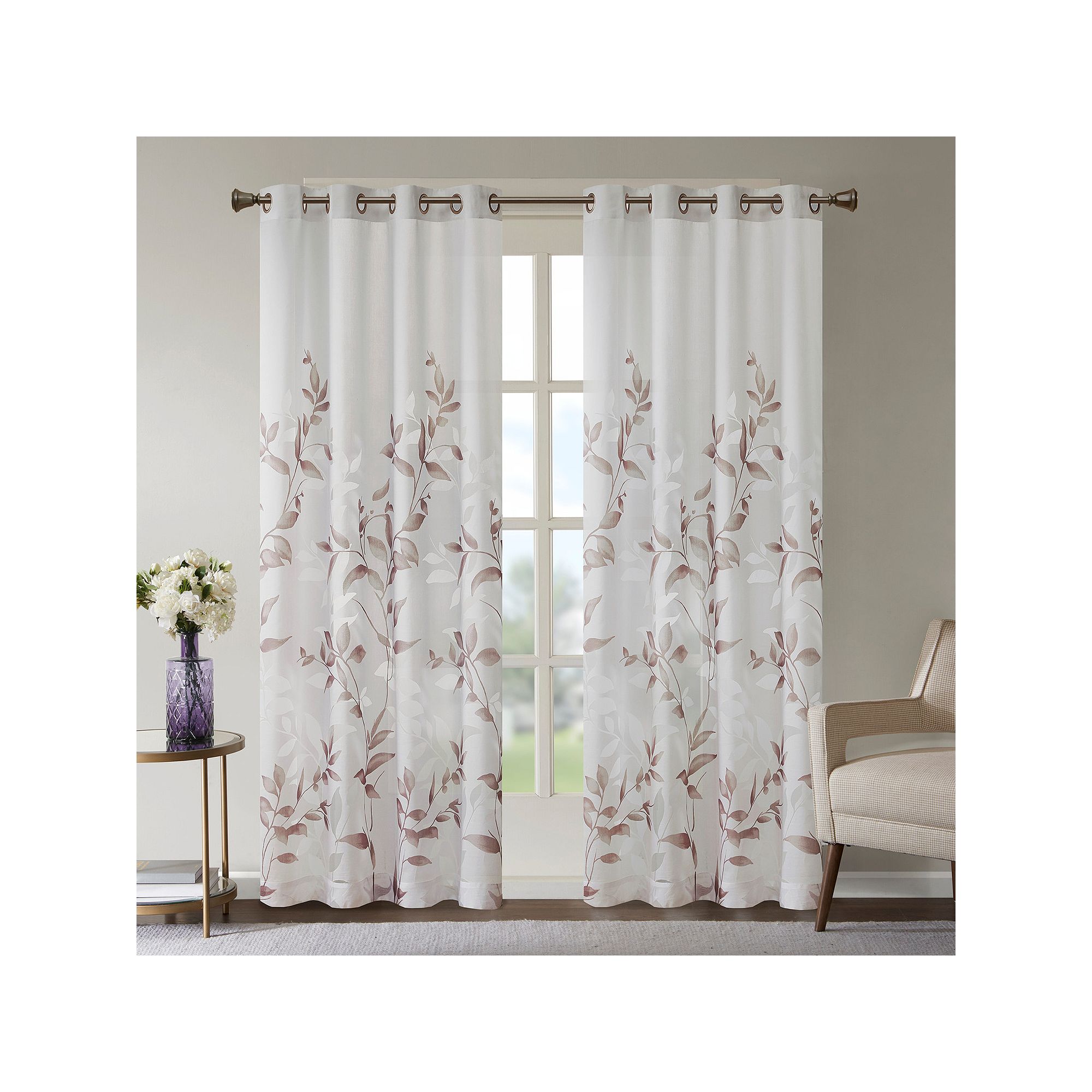 Madison Park Vera 1-Panel Burnout Lightweight Semi-Sheer Grommet Window Cur
