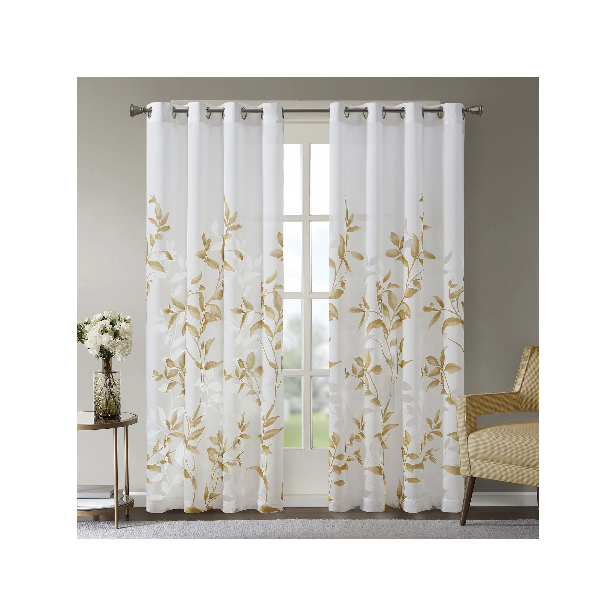 Madison Park Vera 1-Panel Burnout Lightweight Semi-Sheer Grommet Window Cur