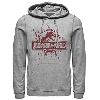 Men's Jurassic World Glitchy Grid Yellow Icon Graphic Pullover Hoodie