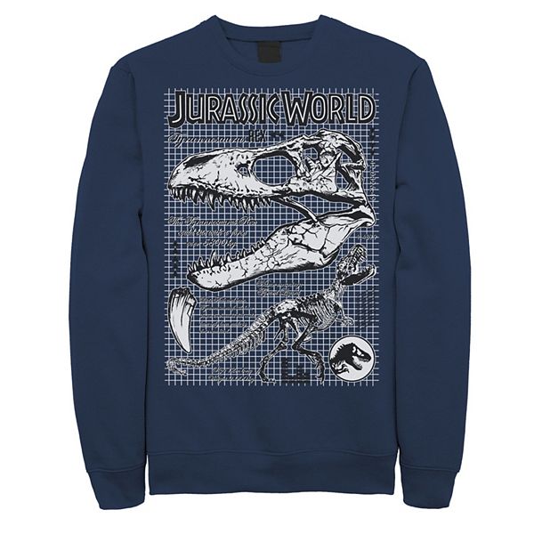 Men's Jurassic World Two T-Rex Bones Schematic Graphic Graphic Fleece  Pullover Pullover