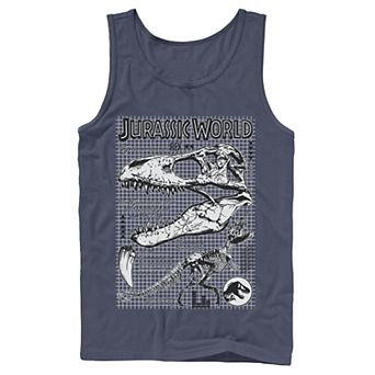 Men's Jurassic World Two T-Rex Bones Schematic Graphic Tank Top