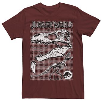 Men's Jurassic World Two T-Rex Bones Schematic Graphic Tee