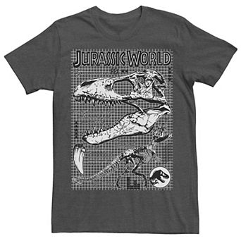 Men's Jurassic World Two T-Rex Bones Schematic Graphic Tee
