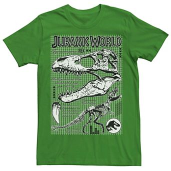 Men's Jurassic World Two T-Rex Bones Schematic Graphic Tee
