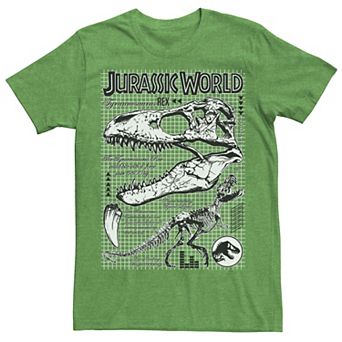 Men's Jurassic World Two T-Rex Bones Schematic Graphic Tee