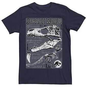 Men's Jurassic World Two T-Rex Bones Schematic Graphic Tee