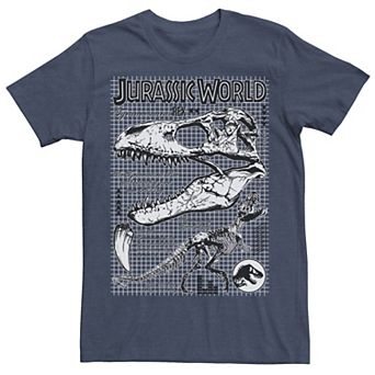Men's Jurassic World Two T-Rex Bones Schematic Graphic Tee