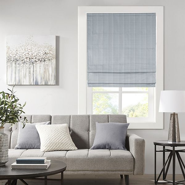 39"x64" Paxton Basketweave Room Darkening Cordless Roman Shade Blue - Madison Park