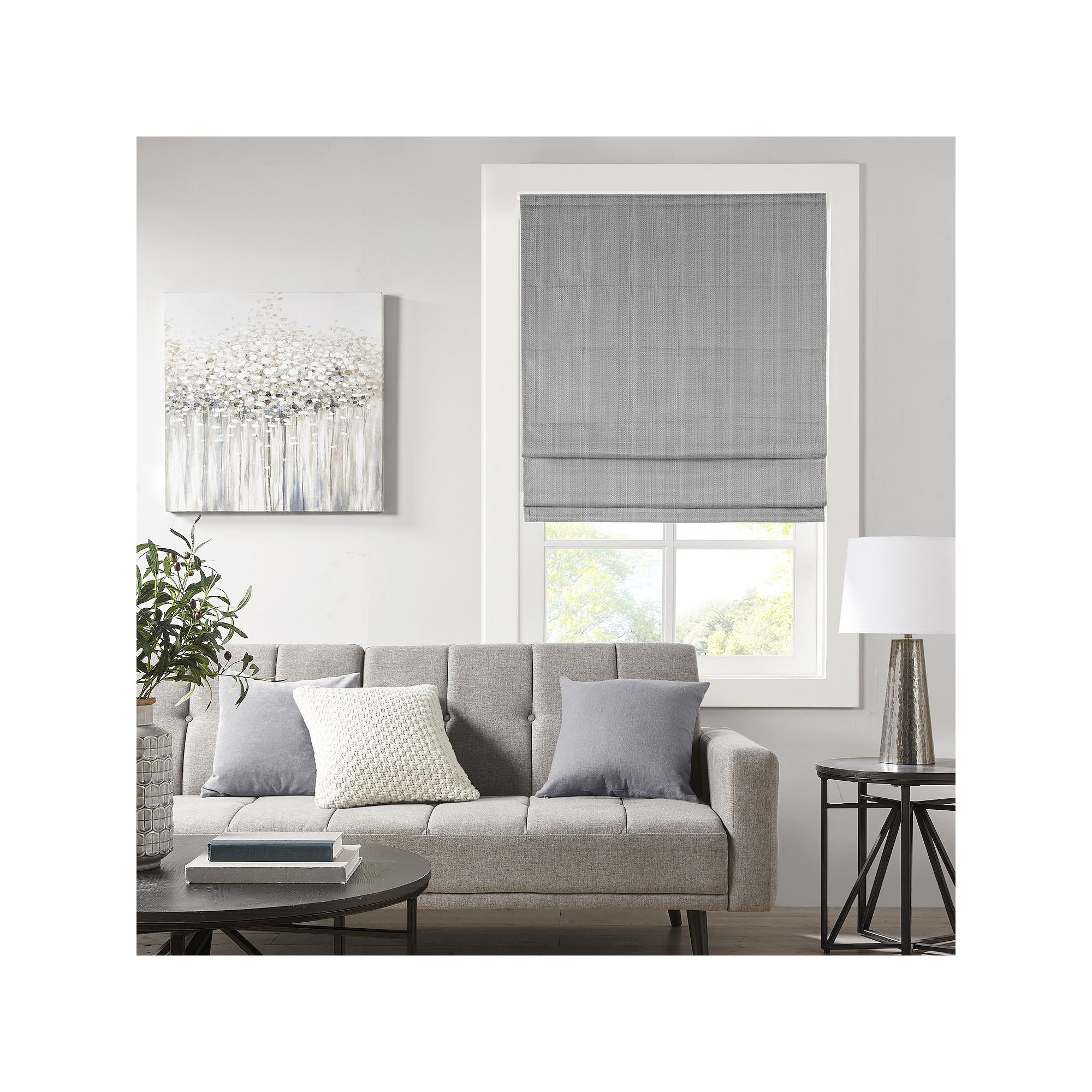 Madison Park Colm Detachable Basketweave Room Darkening Cordless Roman Shad