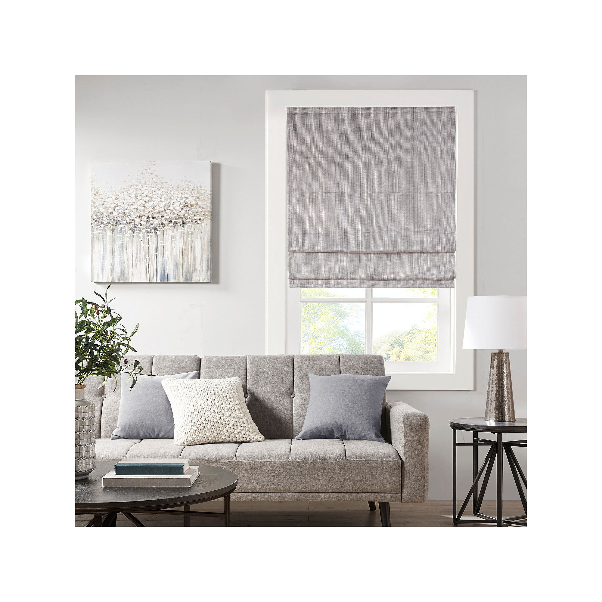 Madison Park Colm Detachable Basketweave Room Darkening Cordless Roman Shad