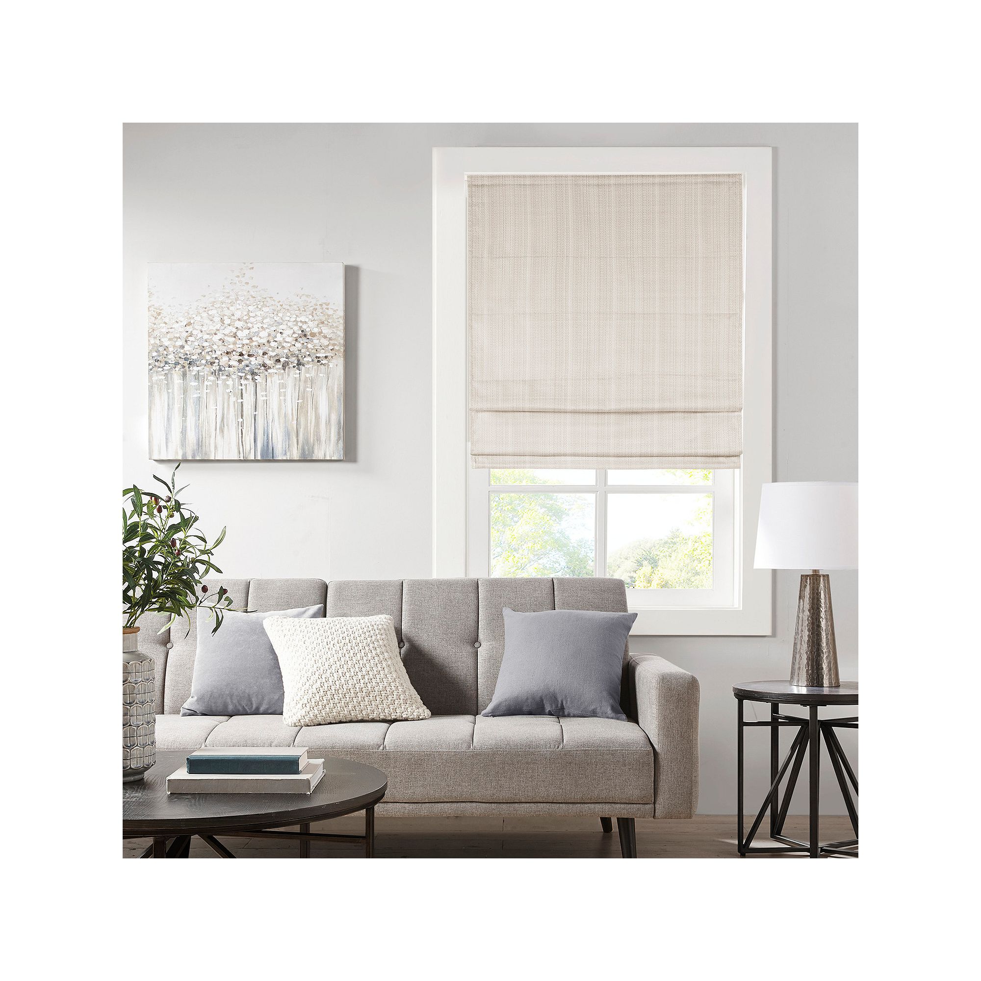 Madison Park Colm Detachable Basketweave Room Darkening Cordless Roman Shad