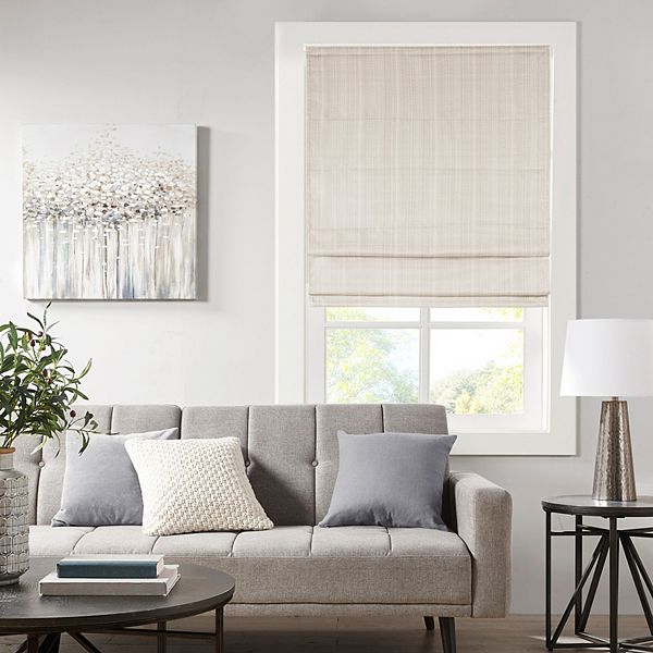 39"x64" Paxton Basketweave Room Darkening Cordless Roman Shade Ivory - Madison Park