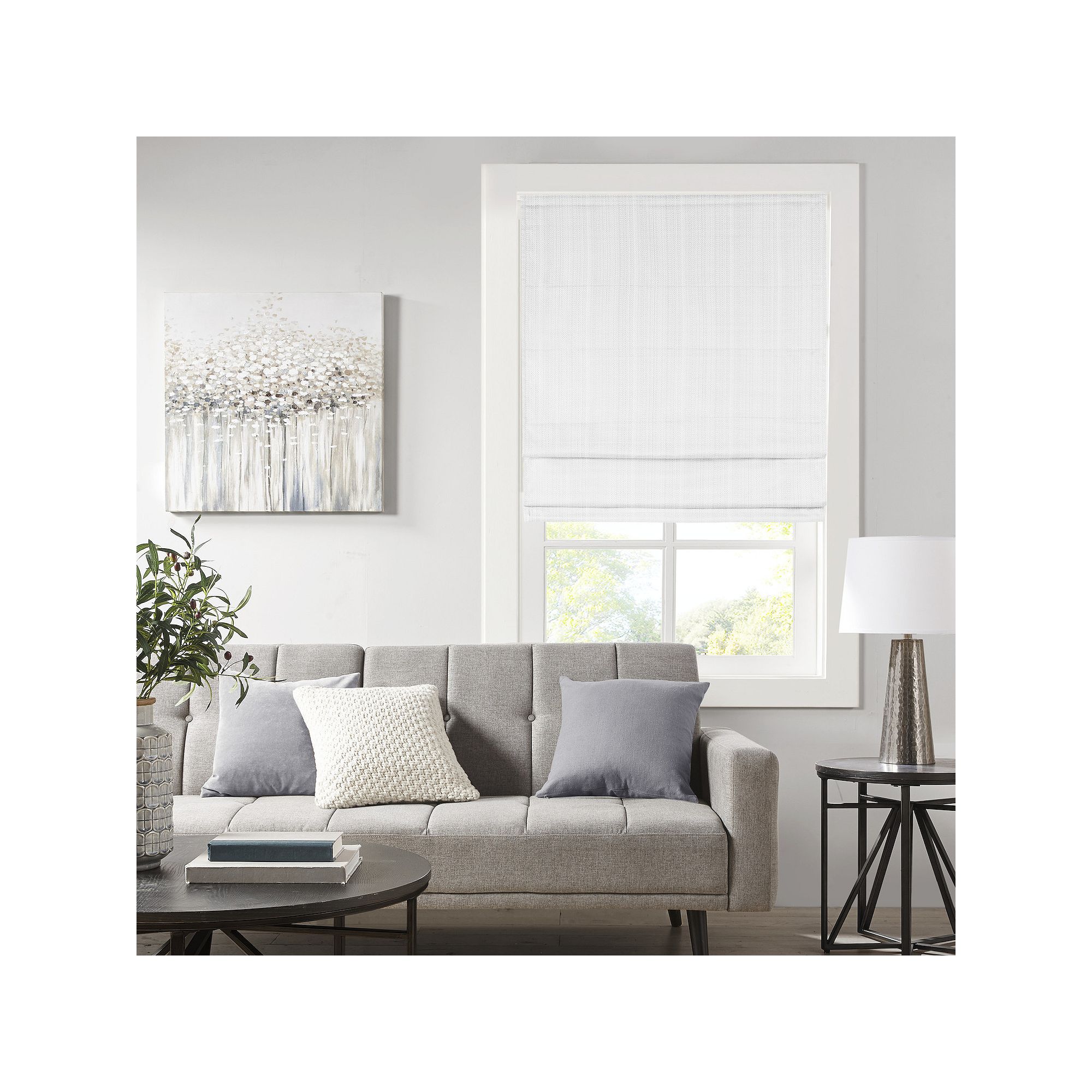 Madison Park Colm Detachable Basketweave Room Darkening Cordless Roman Shad