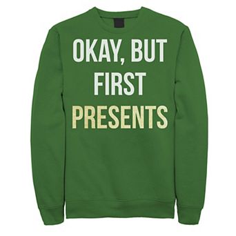 Men's But First Presents Christmas Graphic Graphic Fleece Pullover Pullover