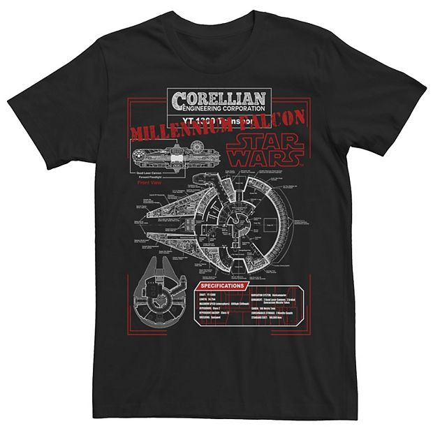 Mens Millennium Falcon Star Wars All Over Graphic T-Shirt - 3XL