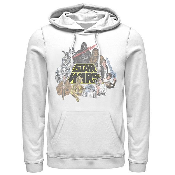 Men s Star Wars Classic Characters Cast Line Art Graphic Pullover Hoodie