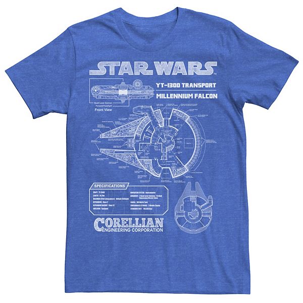 Men's Star Wars Corellian Millennium Falcon Schematic Graphic Tee