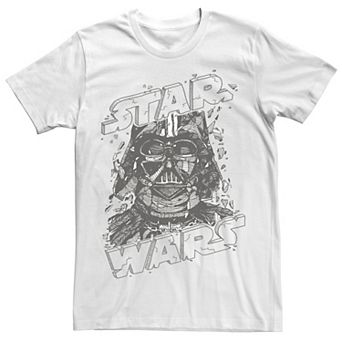 Men's Star Wars Darth Vader Cartoon Sketched Line Art Graphic Tee
