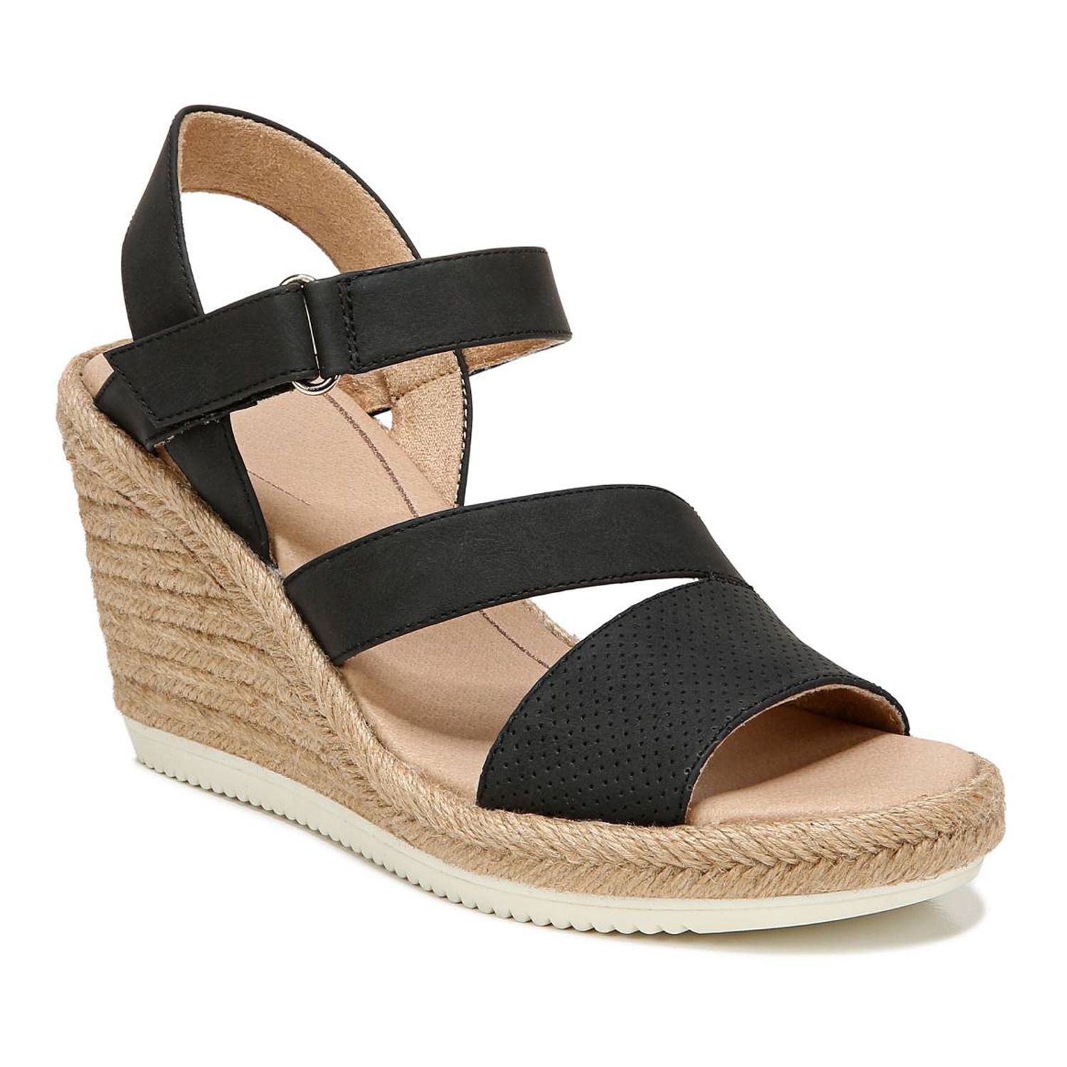 dr scholl's black wedge sandals