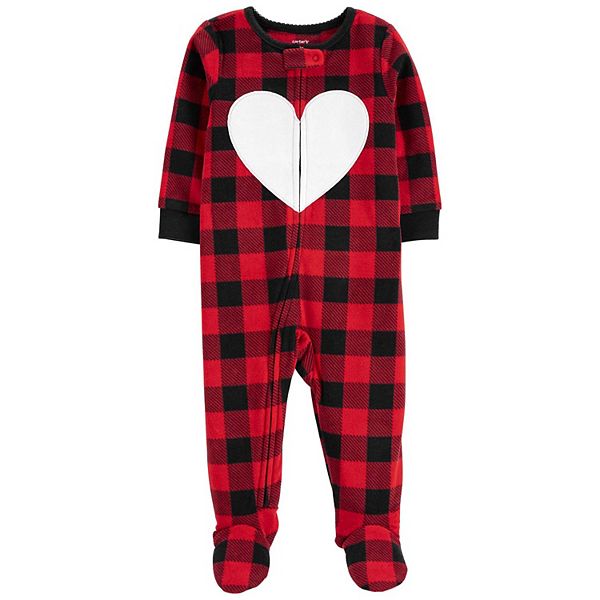 Toddler Girl Carter's Buffalo Plaid Heart Footed Pajamas