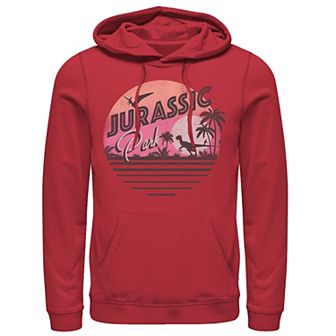 Men's Jurassic Park Pink Gradient Sunset Get Wild Pullover Graphic Hoodie