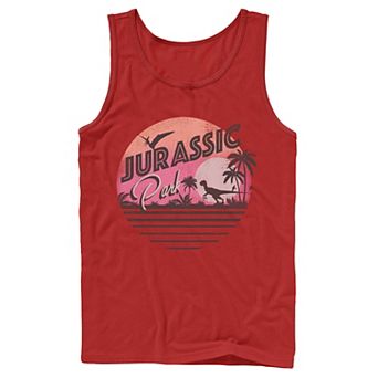 Men's Jurassic Park Pink Gradient Sunset Get Wild Graphic Tank Top