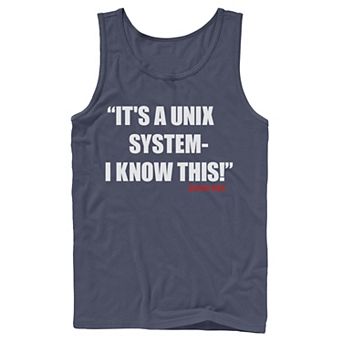 Men's Jurassic Park It's A Unix System Quote Graphic Tank Top