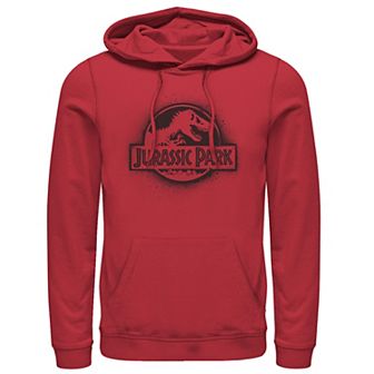 Men's Jurassic Park All White Spray Paint Stencil Movie Logo Graphic Pullover Hoodie