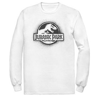 Men's Jurassic Park All White Spray Paint Stencil Movie Logo Tee