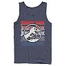 Men's Jurassic Park Red White And Blue Title Graphic Tank Top